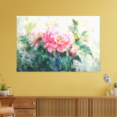 *~* Mooie Peony TV2 Roze Stretched Canvas Print (Insitu (Woonkamer))