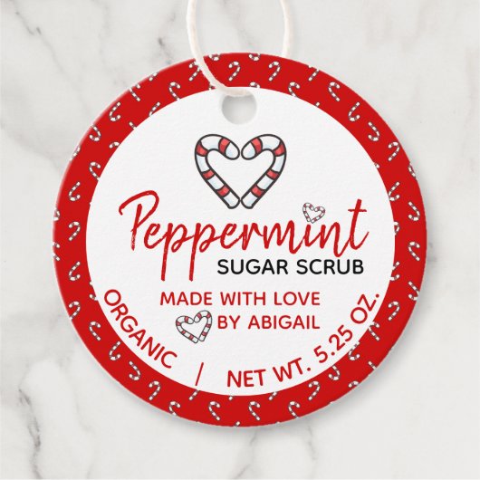 Mooie Pepernoot Hart Pepermunt Suiker Scrub Bedankjes Labels (Voorkant)