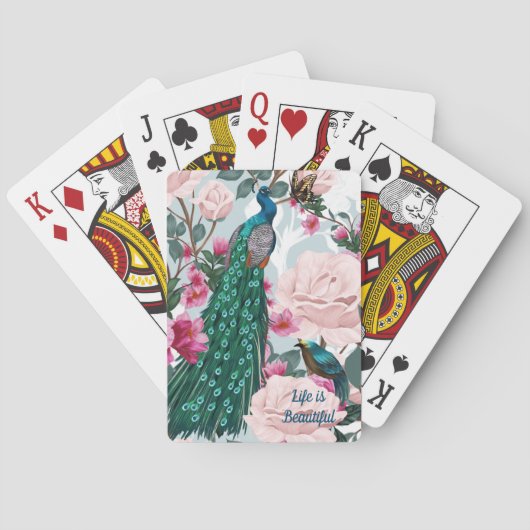 Mooie peracock Floral-speelkaarten Pokerkaarten (Achterkant)