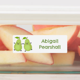 Mooie peren paar cartoon fruit gepersonaliseerd labels