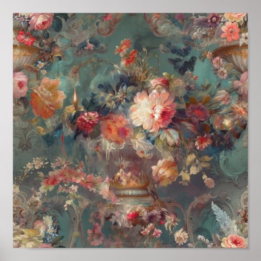 Mooie periode Rococo Floral Poster (Voorkant)