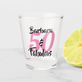 Mooie Persoonlijke 50 en Prachtige Aangepaste Roze Shot Glas