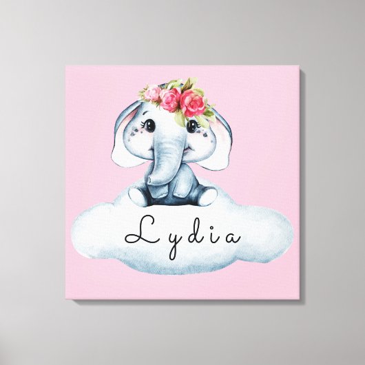 Mooie Persoonlijke Baby Olifant Slaapkamer Decorat Canvas Afdruk (Voorkant)