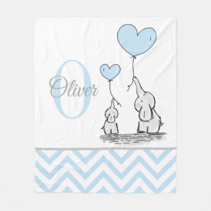 Mooie Persoonlijke Blauwgrijze Olifant Chevron Bab Fleece Deken