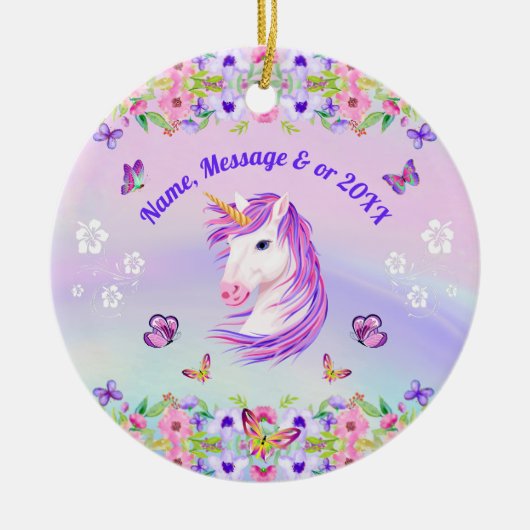 Mooie, persoonlijke Unicorn-versieringen Keramisch Ornament (Voorkant)