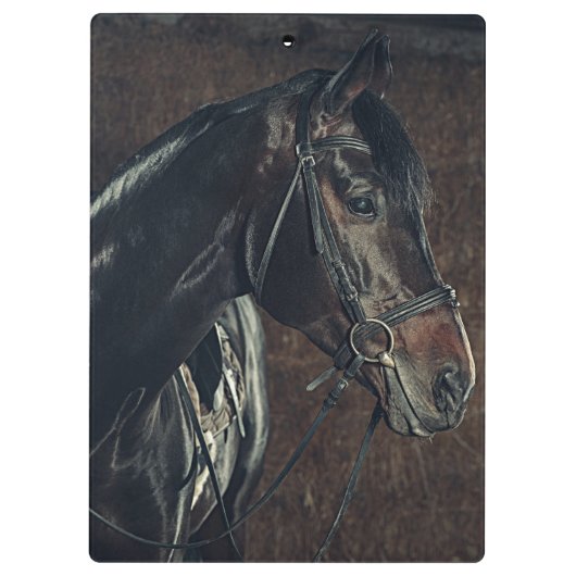 Mooie persoonlijke zwarte paardjes  klembord (Achterkant)