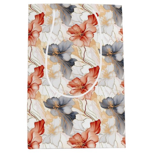 Mooie Perzik Blauwe Bloem Medium Cadeauzakje (Voorkant)