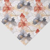 Mooie Perzik Blauwe Bloem Tissuepapier (Detail)