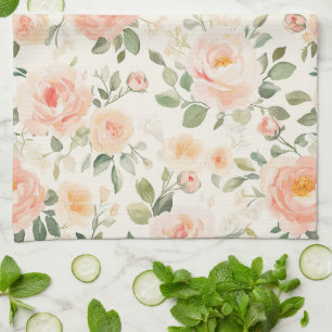 Mooie Perzik Bloemen Bruids Bruiloft Theedoek
