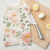 Mooie Perzik Bloemen Bruids Bruiloft Theedoek (Quarter Fold)