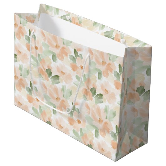 Mooie Perzik Bloemen Bruidsdouche Groot Cadeauzakje (Voorkant Gekanteld)