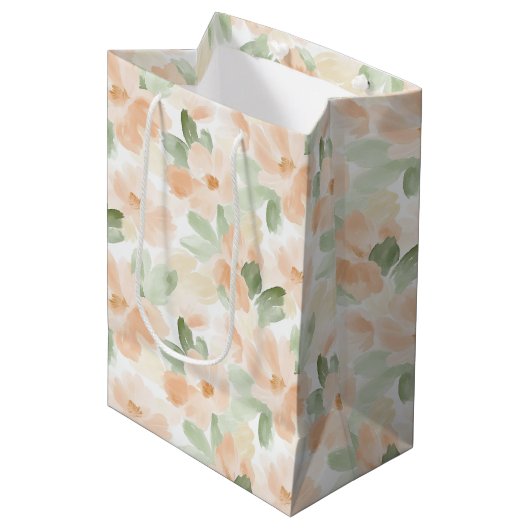 Mooie Perzik Bloemen Bruidsdouche Medium Cadeauzakje (Voorkant Gekanteld)