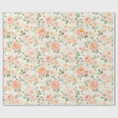 Mooie Perzik Bloemen Bruiloft Feest Cadeaupapier (Vlak)