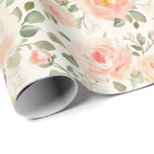 Mooie Perzik Bloemen Bruiloft Feest Cadeaupapier (Rol Hoek)