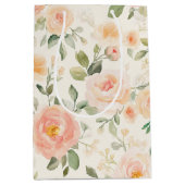 Mooie Perzik Bloemen Bruiloft Feest Medium Cadeauzakje (Voorkant)