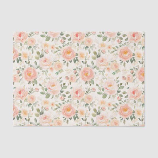 Mooie Perzik Bloemen Bruiloft Tissuepapier (Voorkant)