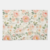 Mooie Perzik Bloemen Bruiloftsborrel Theedoek (Horizontaal)