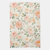 Mooie Perzik Bloemen Bruiloftsborrel Theedoek (Verticaal)