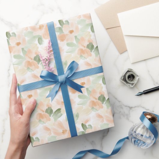 Mooie Perzik Bloemen Bruiloftsfeest Cadeaupapier (Geschenken)