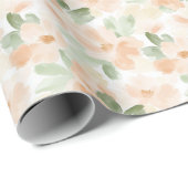 Mooie Perzik Bloemen Bruiloftsfeest Cadeaupapier (Rol Hoek)