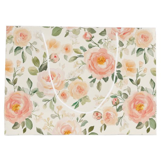 Mooie Perzik Bloemen Bruiloftsfeest Groot Cadeauzakje (Achterkant)