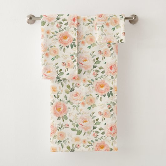Mooie Perzik Bloemen Bruiloftsontbijt Bad Handdoek (Insitu)