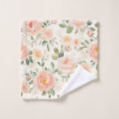Mooie Perzik Bloemen Bruiloftsontbijt Bad Handdoek (Wasdoekje)