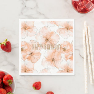Mooie Perzik Bloemen Verjaardag Servet