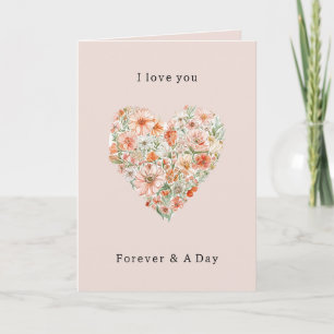 Mooie Perzik Bloemhart Liefde Kaart