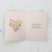 Mooie Perzik Bloemhart Liefde Kaart (Binnen)