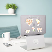 Mooie Perzik Bloemhart Trouwen Sticker (Laptop op bureau)
