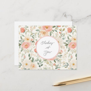 Mooie Perzik Blozend Roze Bloemige Verjaardag Briefkaart