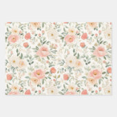 Mooie Perzik Blush Roze Bloemige Bruiloftsdouche Inpakpapier Vel (Voorkant)