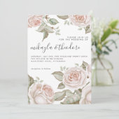 Mooie Perzik Blush Waterverf Rozen Kaart (Staand voorkant)