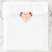 Mooie Perzik Bourgondische Waterverf Bloemenbruilo Hart Sticker (Tas)