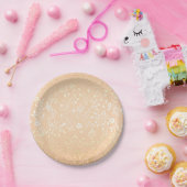 Mooie perzik en gouden bloem elegante bruiloft papieren bordje (Feest)