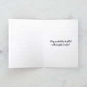 Mooie perzik en Paarse iris verjaardag Kaart (Binnen)