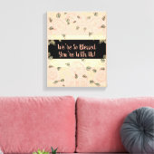 Mooie Perzik en Roze Shabby Chique Designer Canvas Afdruk (Insitu (Woonkamer))