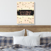 Mooie Perzik en Roze Shabby Chique Designer Canvas Afdruk (Insitu (Slaapkamer))