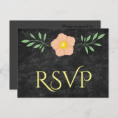 Mooie Perzik Geel en Groen Bloemen rsvp Uitnodiging Briefkaart (Voorkant / Achterkant)
