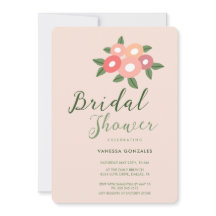 Mooie Perzik Kleurige Moderne Bruidsmeisjes Uitnod