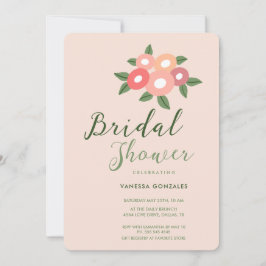 Mooie Perzik Kleurige Moderne Bruidsmeisjes Uitnod Kaart