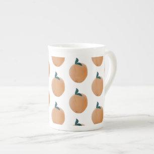 Mooie Perzik Oranje Fruit Hand Getekend Porselein Kop