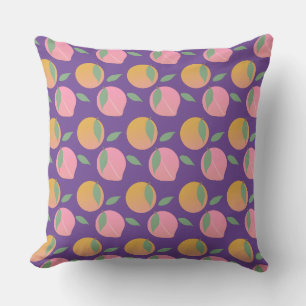 Mooie Perzik Oranje Fruit Patroon Roze Kussen