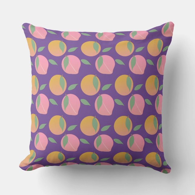 Mooie Perzik Oranje Fruit Patroon Roze Kussen (Voorkant)