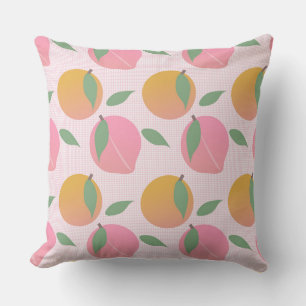 Mooie Perzik Oranje Fruit Patroon Roze Kussen