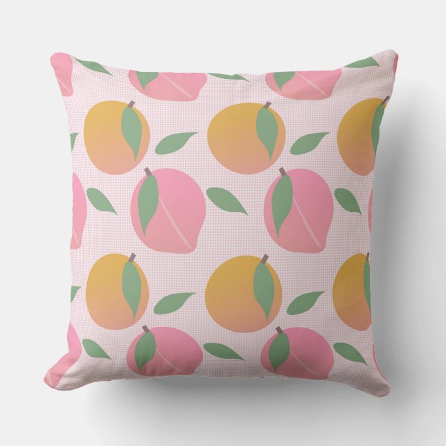 Mooie Perzik Oranje Fruit Patroon Roze Kussen (Voorkant)