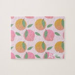 Mooie Perzik Oranje Fruit Patroon Roze Legpuzzel<br><div class="desc">Mooie Fruit Patroon</div>
