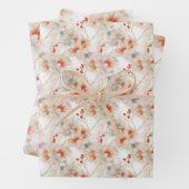 Mooie Perzik Rood Wit Bloemen Inpakpapier Vel (In situ)