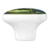 Mooie Perzik Roze Blauw Bloemen Monogram Lade Keramische Knop (Zijkant)